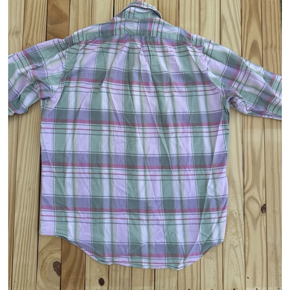 Polo Ralph Lauren Mens Large PINK PLAID LOGO PREPPY OXFORD CLASSIC PASTEL *READ* - Picture 9 of 11